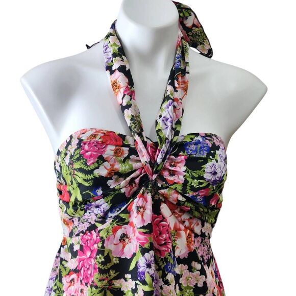 Band of Gypsies Pink and Black Halter Maxi Dress Resort Wear - Picture 2 of 11